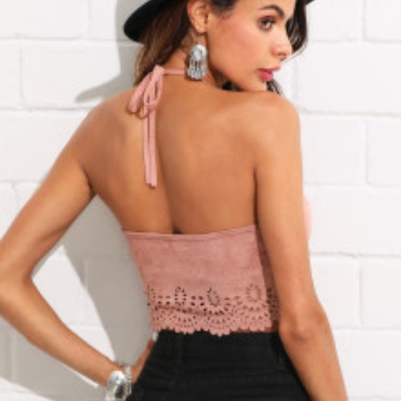 NEW Light Mauve Halter Crop Top - Picture 4 of 5